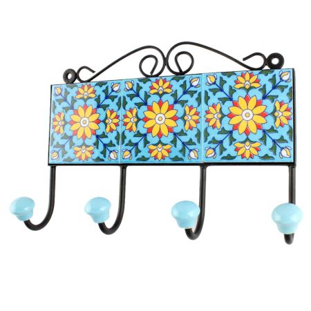 Sunflower Ceramic Tile Wall Hook in Yellow